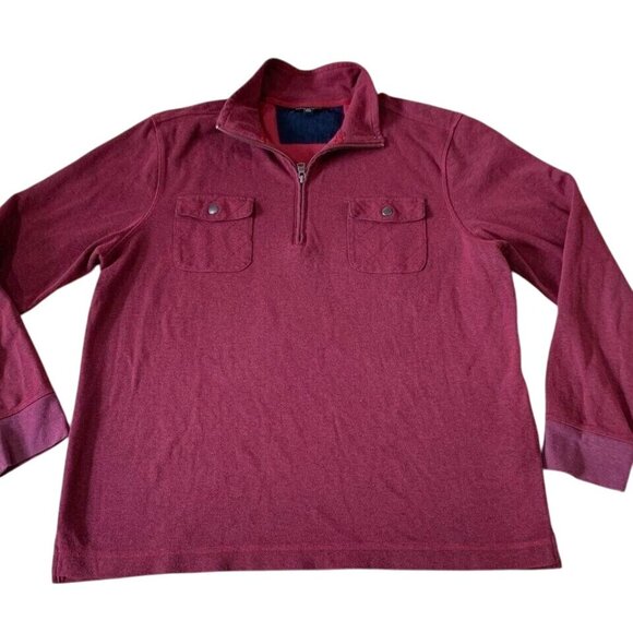 Banana Republic 1/4 Zip Pullover Men’s Size XL Red Cotton Blend Sweatshirt - Picture 1 of 4